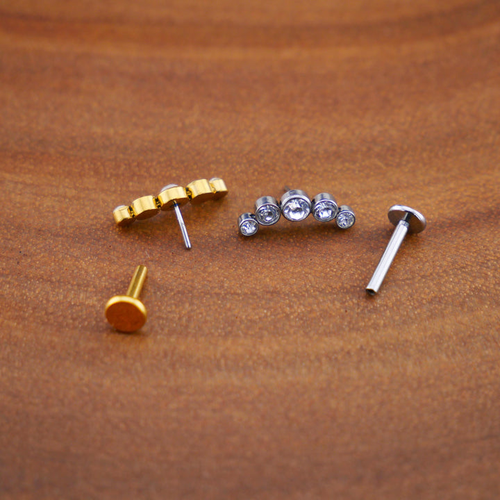 Push-Fit Piercing Labret aus Chirurgenstahl und Schmuckstein - 1P/14