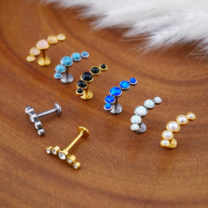 Push-Fit Piercing Labret aus Chirurgenstahl und Schmuckstein - 1P/14
