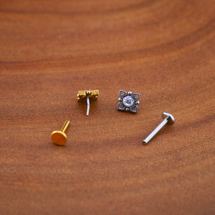 Piercing Stecker Labret aus Chirurgenstahl und Schmuckstein - 1Q/02