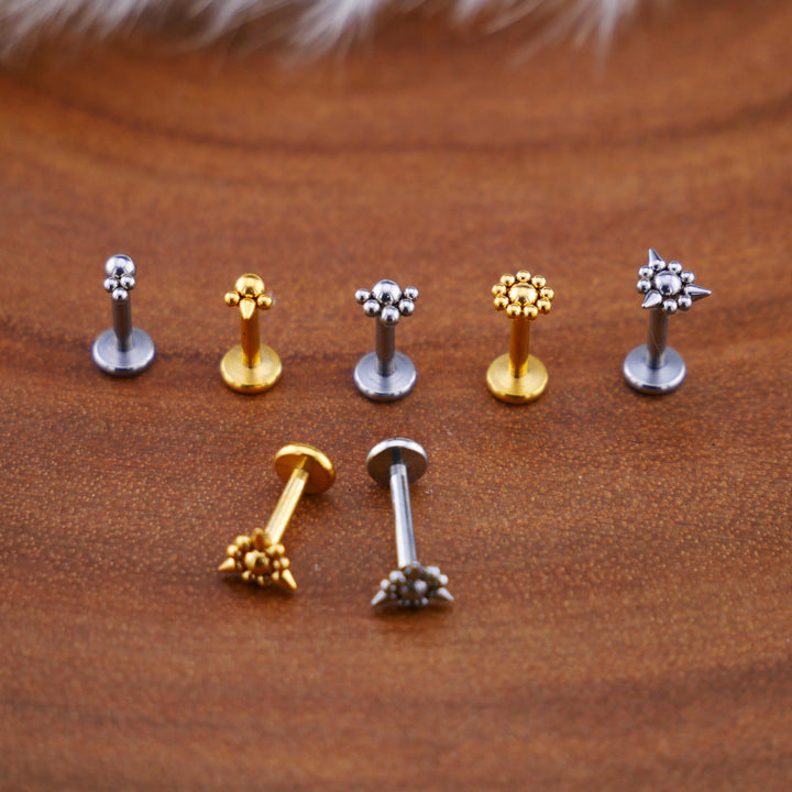 Push-Fit Piercing Labret aus Chirurgenstahl - 1Q/06