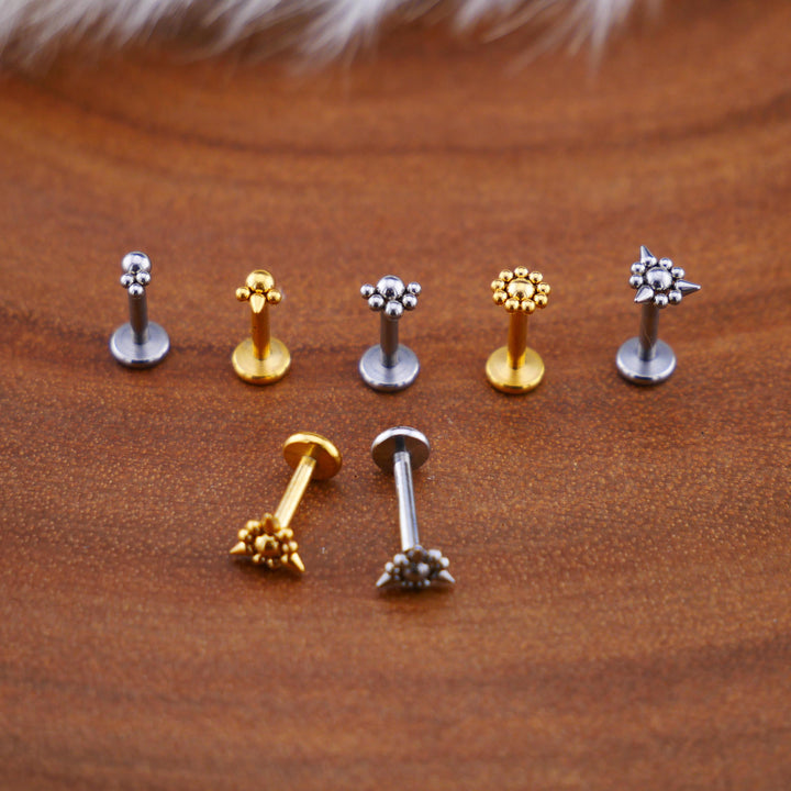 Push-Fit Piercing Labret aus Chirurgenstahl - 1Q/06