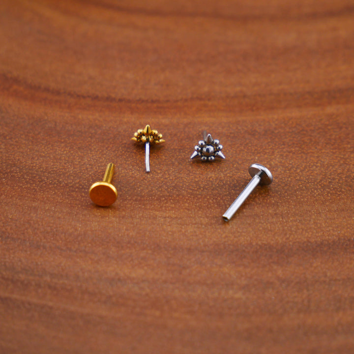Push-Fit Piercing Labret aus Chirurgenstahl - 1Q/06