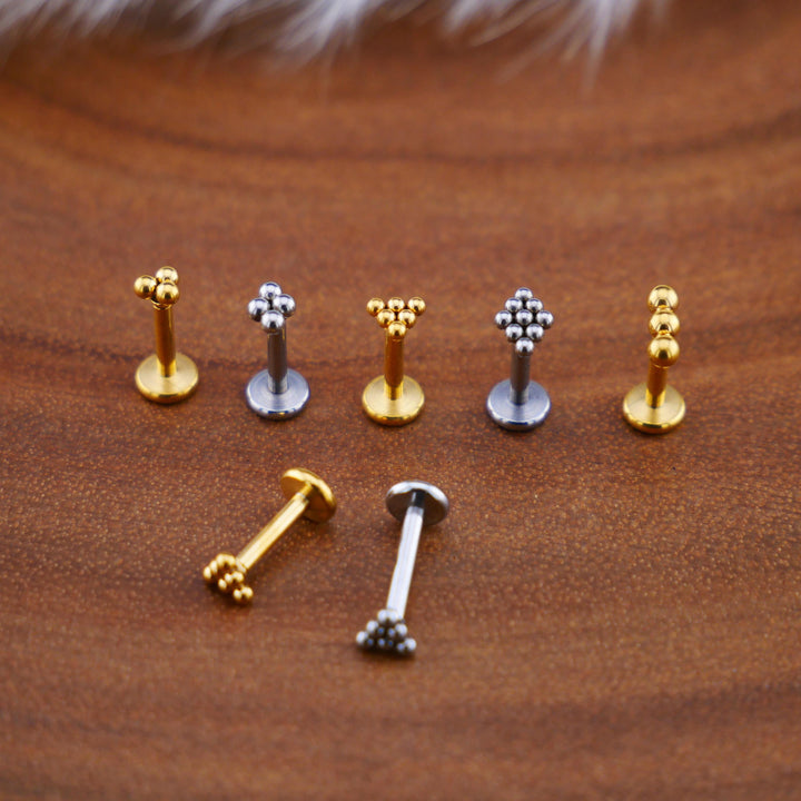 Push-Fit Piercing Labret aus Chirurgenstahl - 1Q/07