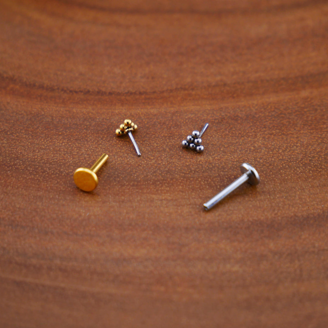 Push-Fit Piercing Labret aus Chirurgenstahl - 1Q/07