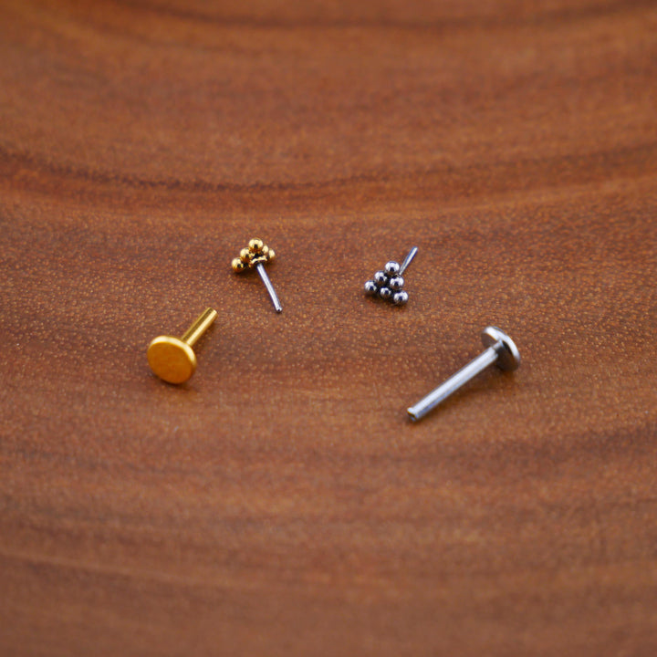 Push-Fit Piercing Labret aus Chirurgenstahl - 1Q/07