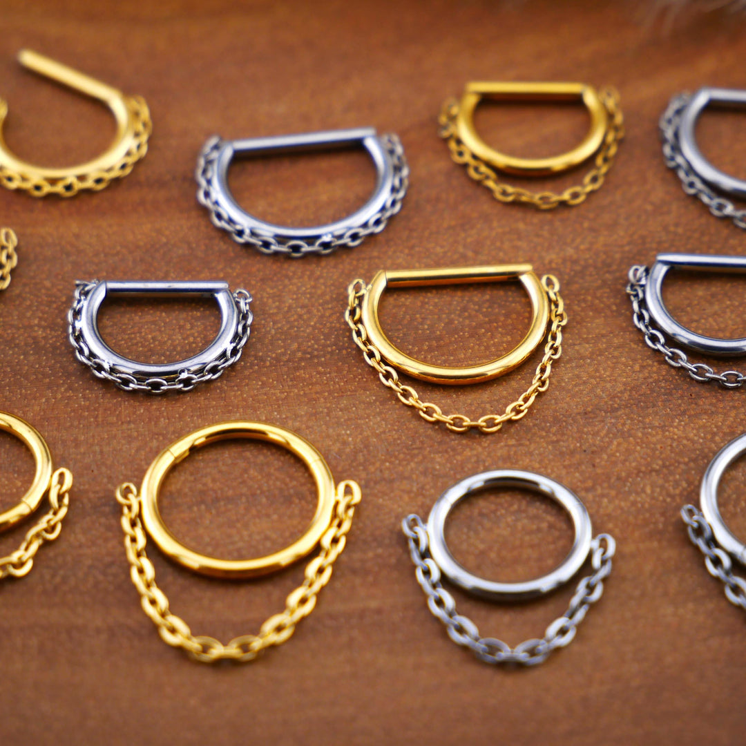 TITAN Piercing Ring D-Ring Gold Silber - 1Q/14