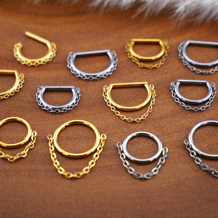 TITAN Piercing Ring D-Ring Gold Silber - 1Q/14