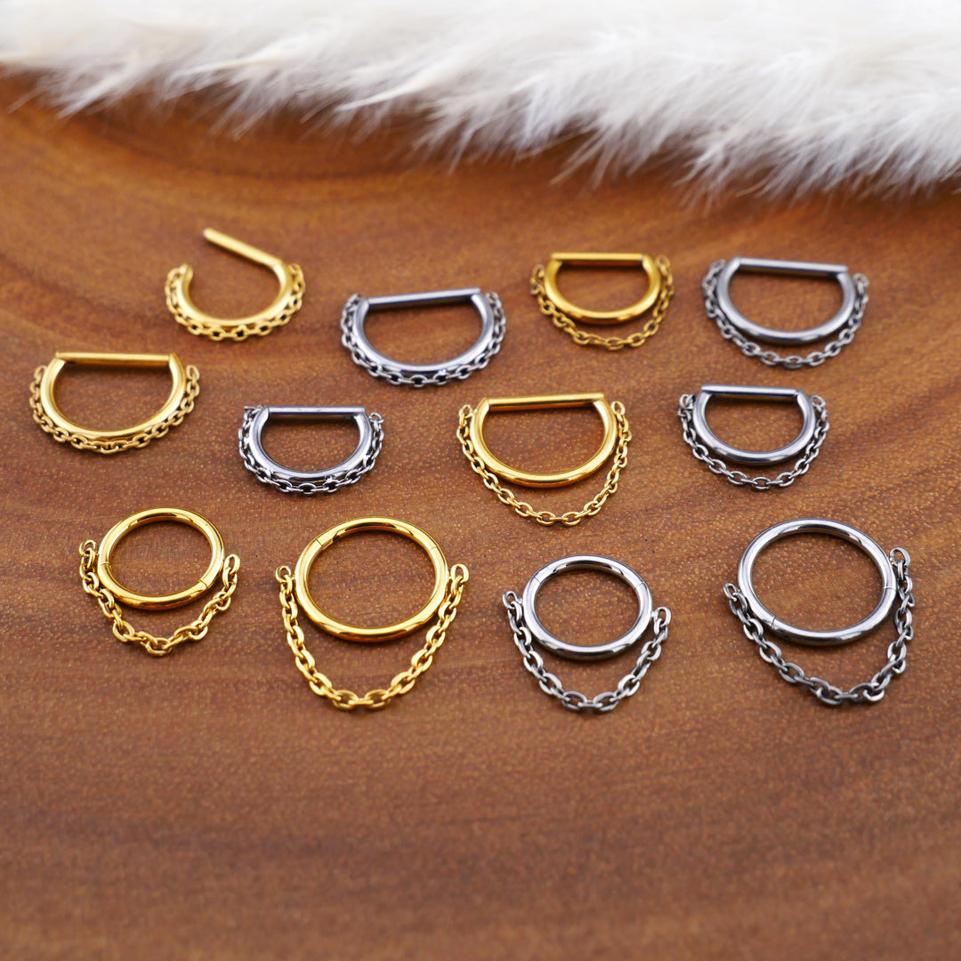 TITAN Piercing Ring D-Ring Gold Silber - 1Q/14