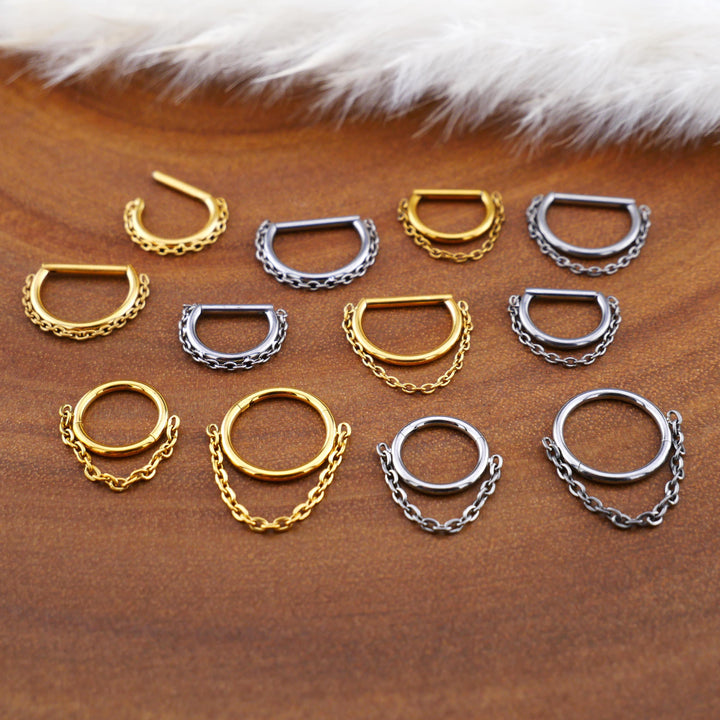 TITAN Piercing Ring D-Ring Gold Silber - 1Q/14
