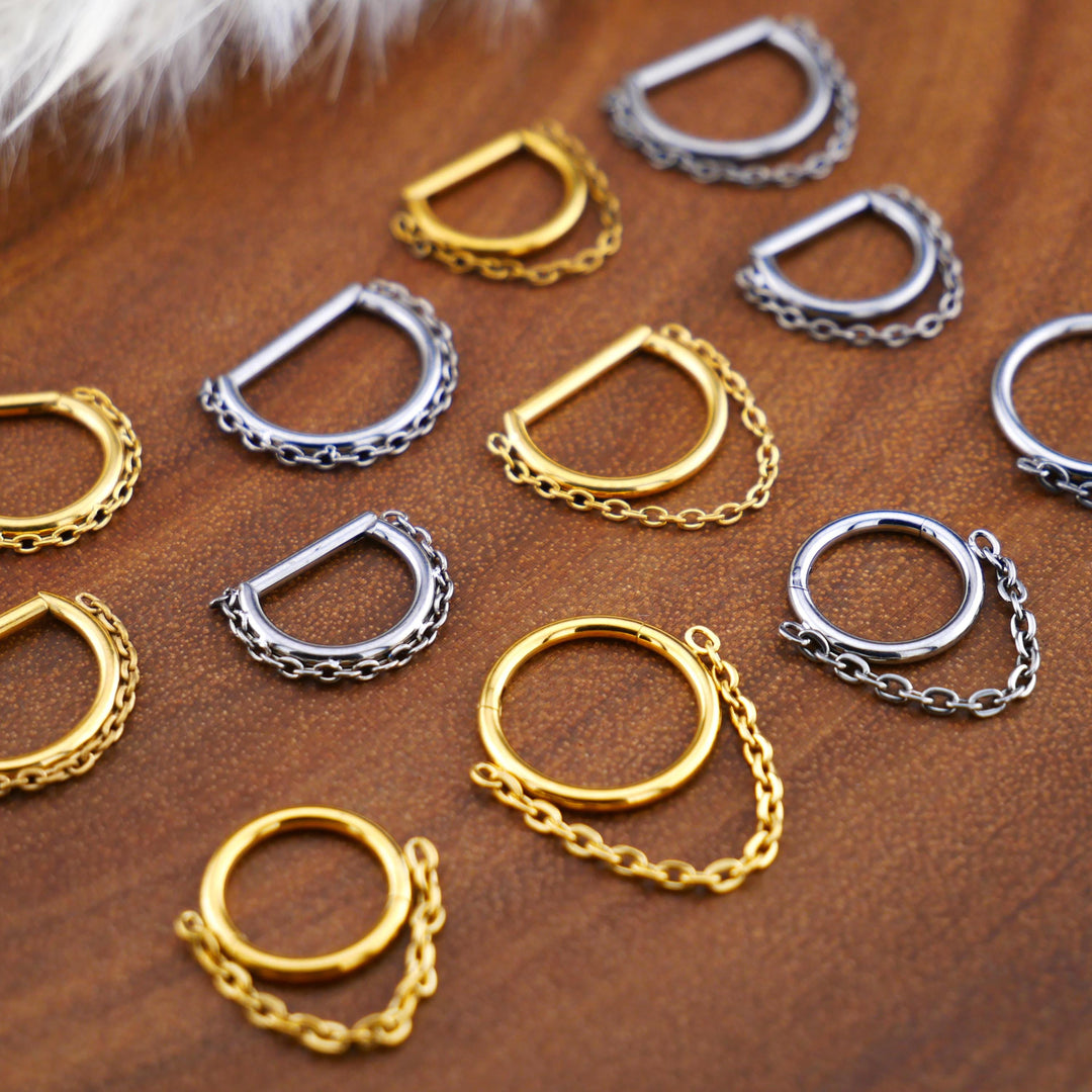 TITAN Piercing Ring D-Ring Gold Silber - 1Q/14