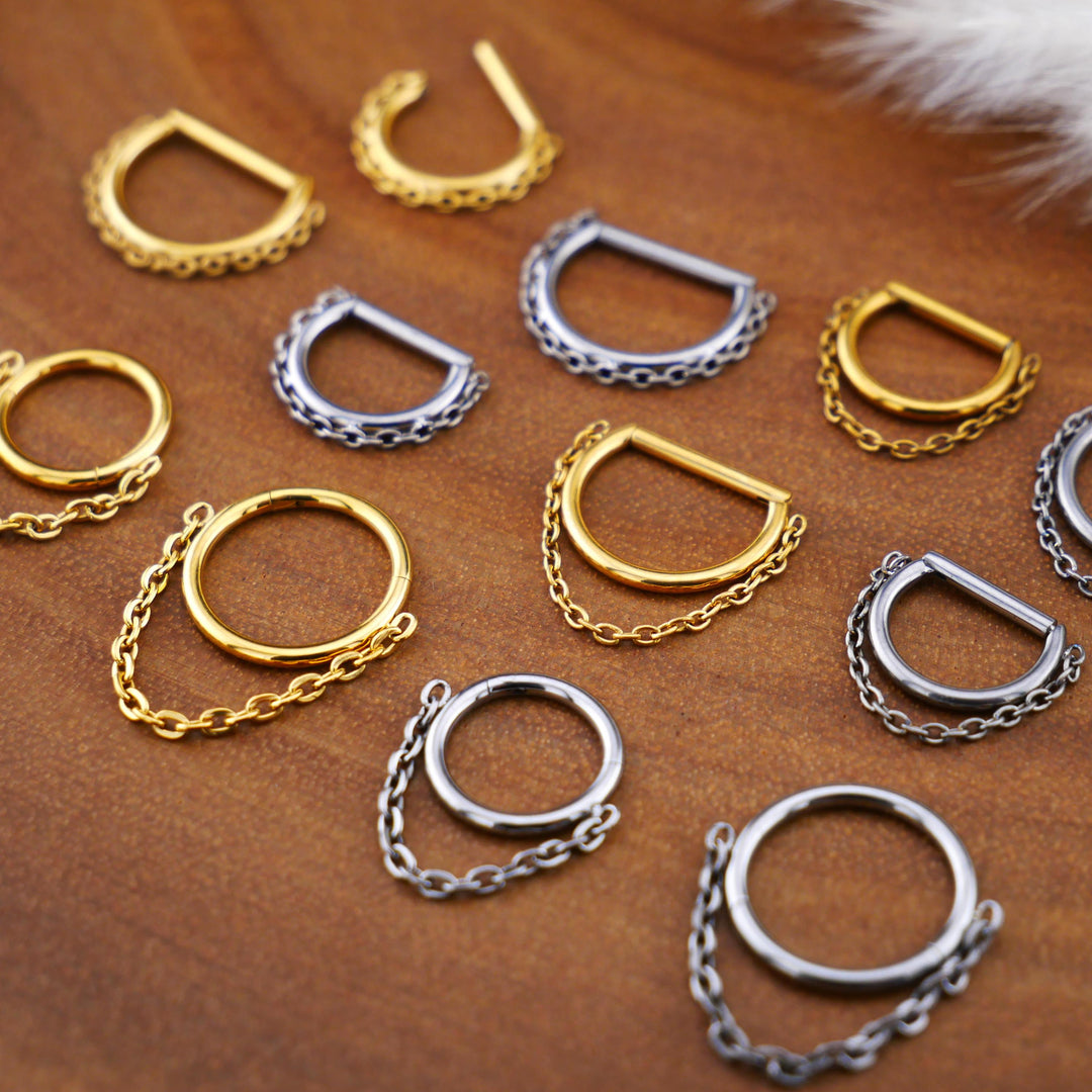 TITAN Piercing Ring D-Ring Gold Silber - 1Q/14