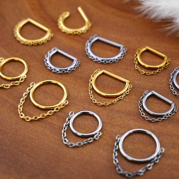 TITAN Piercing Ring D-Ring Gold Silber - 1Q/14
