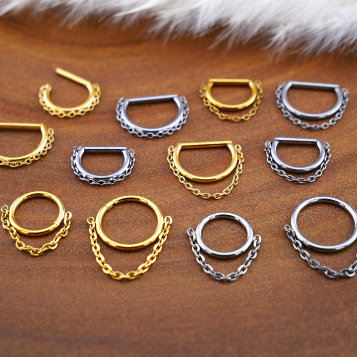 TITAN Piercing Ring D-Ring Gold Silber - 1Q/14