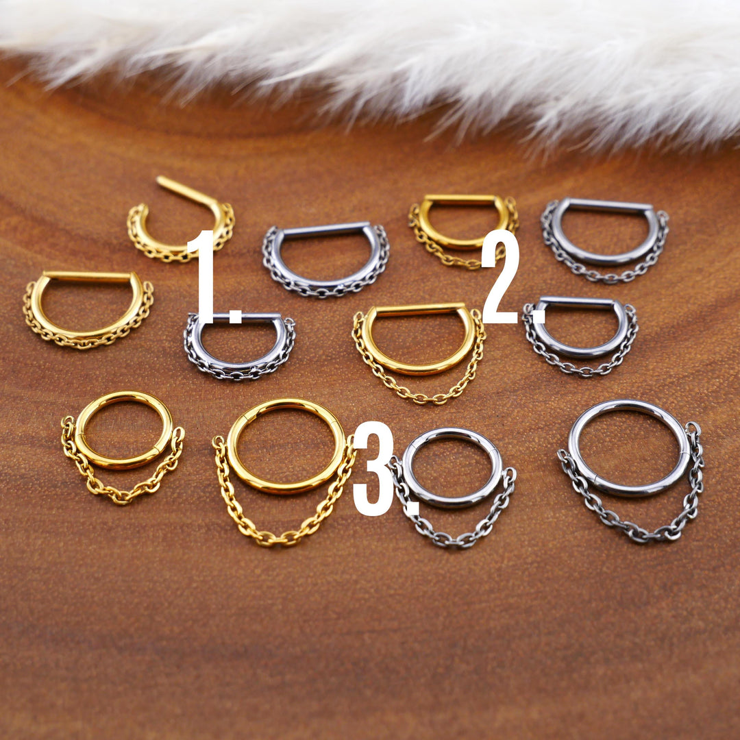 TITAN Piercing Ring D-Ring Gold Silber - 1Q/14