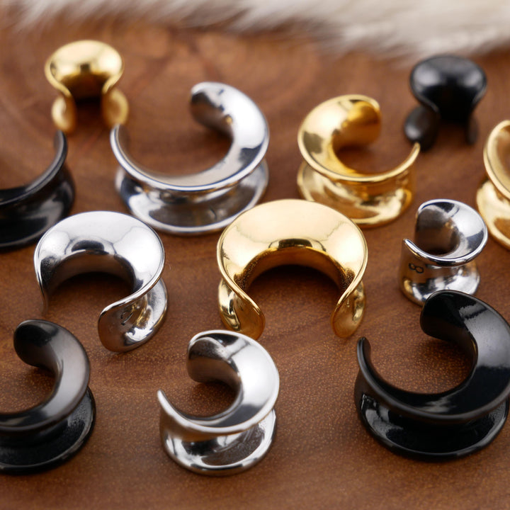 1x Saddle Tunnel Gold Silber Schwarz 8-16mm - S1