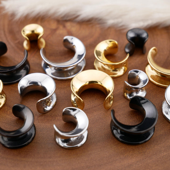 1x Saddle Tunnel Gold Silber Schwarz 8-16mm - S1