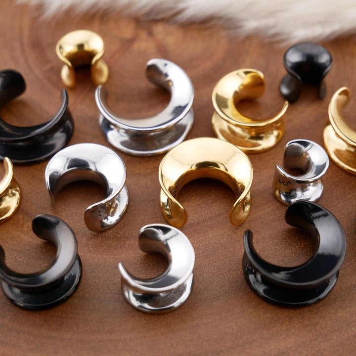 1x Saddle Tunnel Gold Silber Schwarz 8-16mm - S1