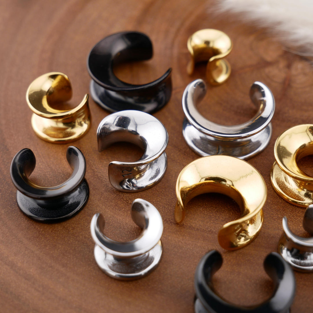 1x Saddle Tunnel Gold Silber Schwarz 8-16mm - S1