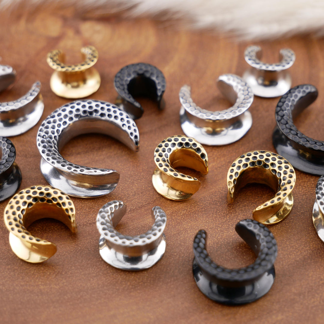 1x Saddle Tunnel Gold Silber Schwarz 8-16mm - S1