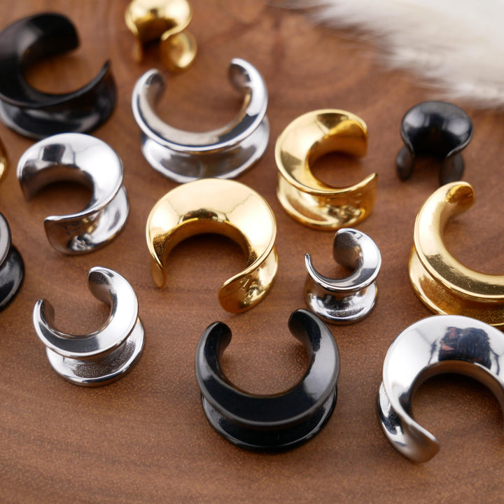 1x Saddle Tunnel Gold Silber Schwarz 8-16mm - S1