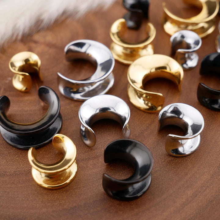 1x Saddle Tunnel Gold Silber Schwarz 8-16mm - S1