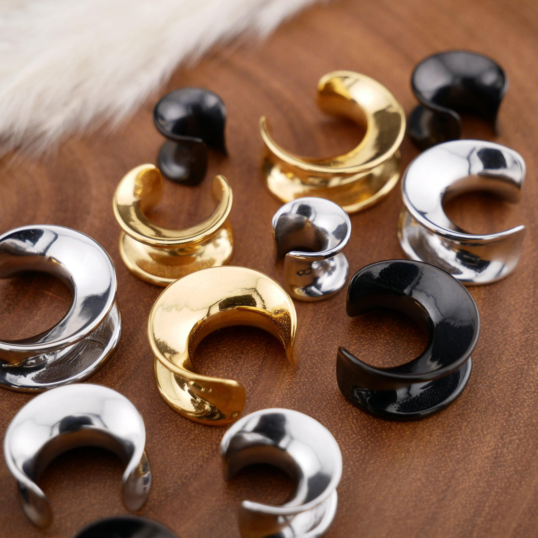 1x Saddle Tunnel Gold Silber Schwarz 8-16mm - S1