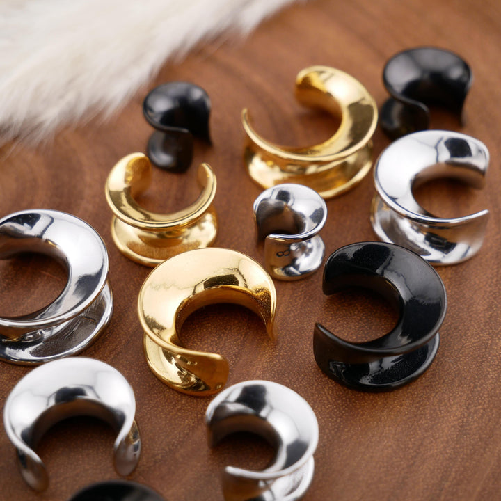 1x Saddle Tunnel Gold Silber Schwarz 8-16mm - S1