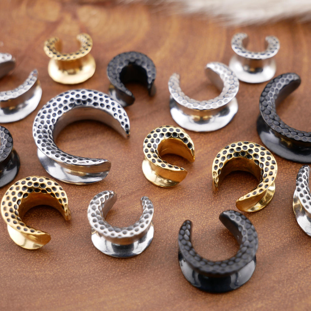 1x Saddle Tunnel Gold Silber Schwarz 8-16mm - S1