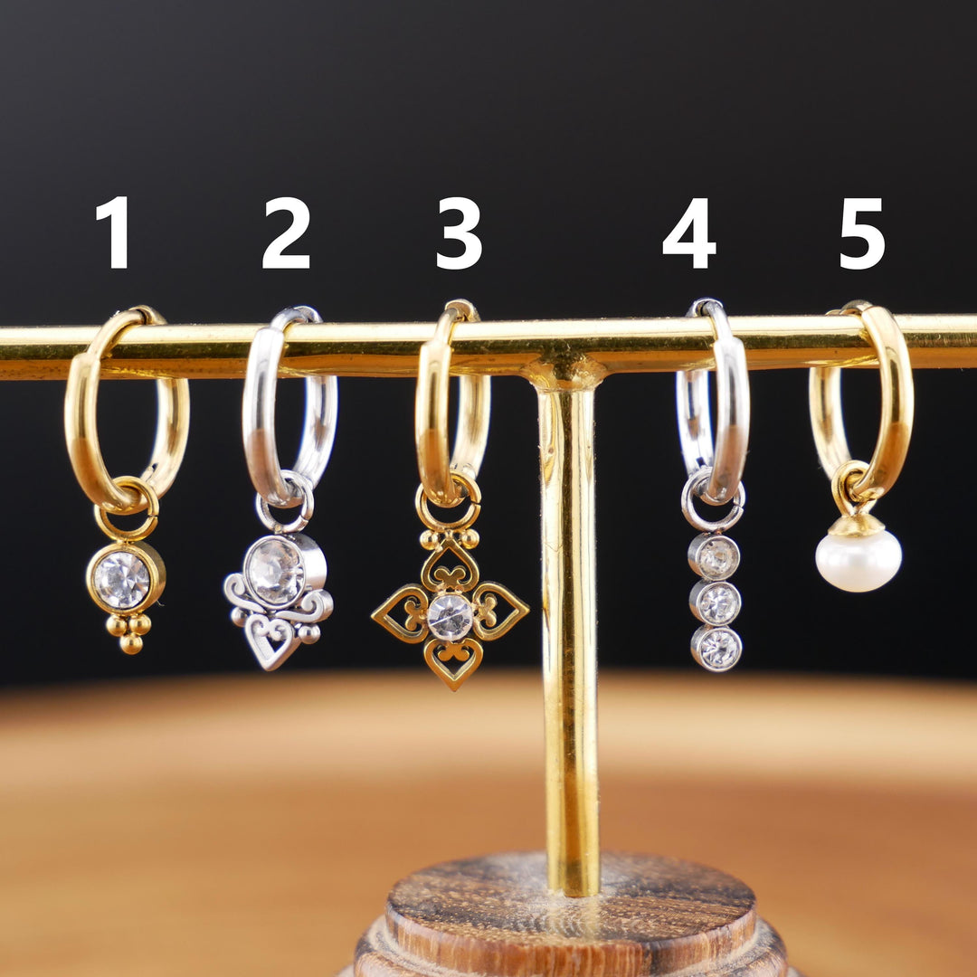 Paar Ohrringe in Gold oder Silber mit Anhänger - 1R/16