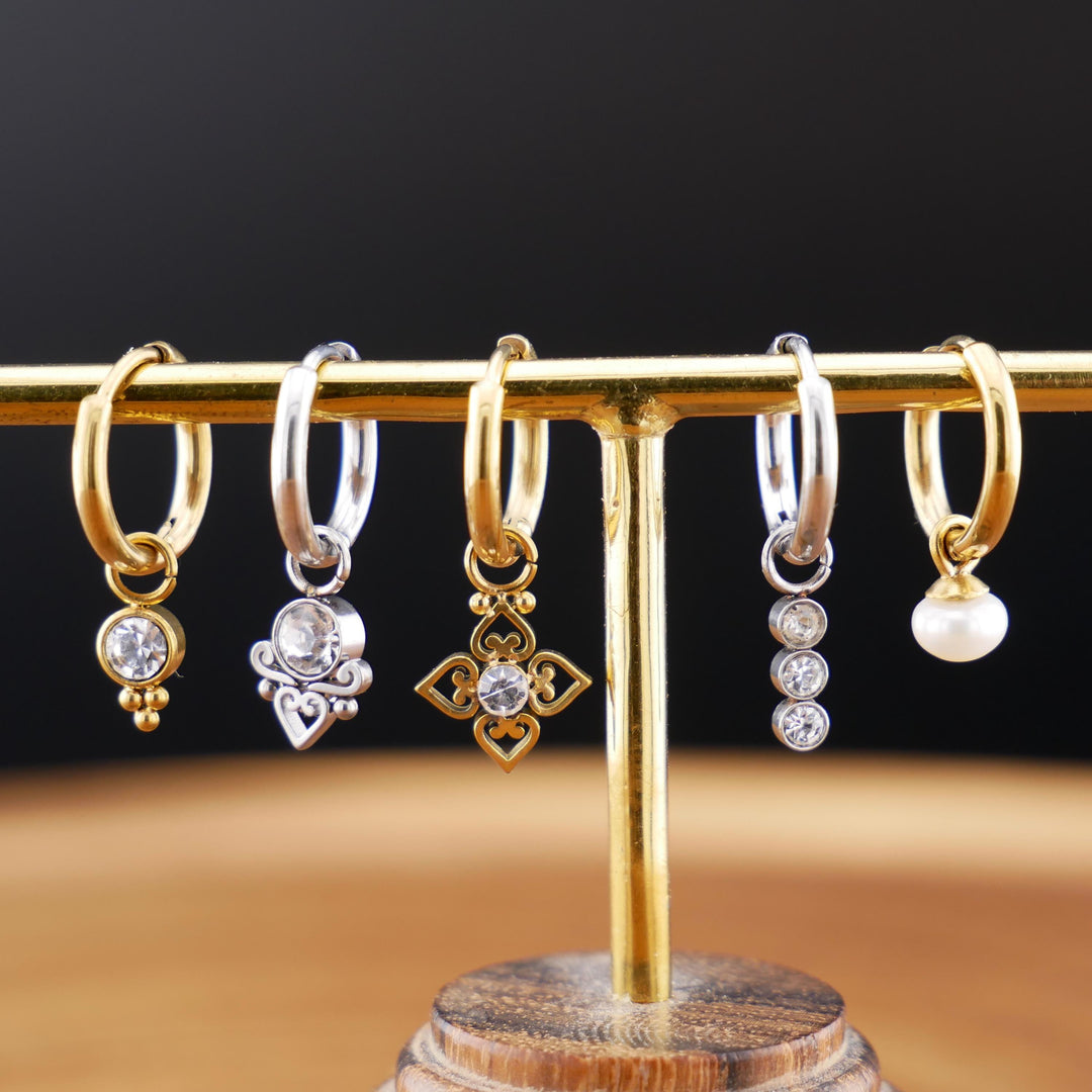 Paar Ohrringe in Gold oder Silber mit Anhänger - 1R/16