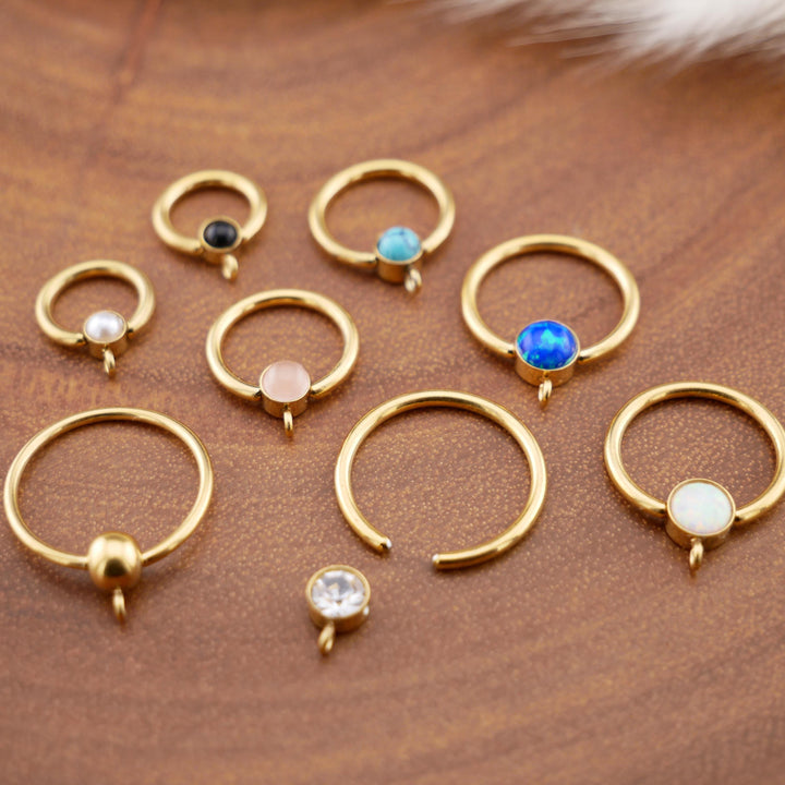 BCR Piercing-Ring Gold Schmuckstein und DIY-Öse 1,2mm 16g - 1L/13