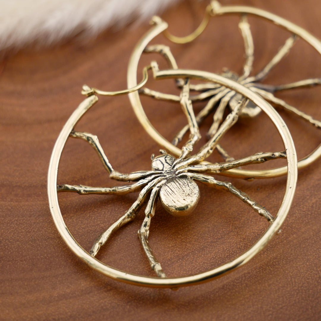 Paar Ohrringe aus Messing Spider - FF-3