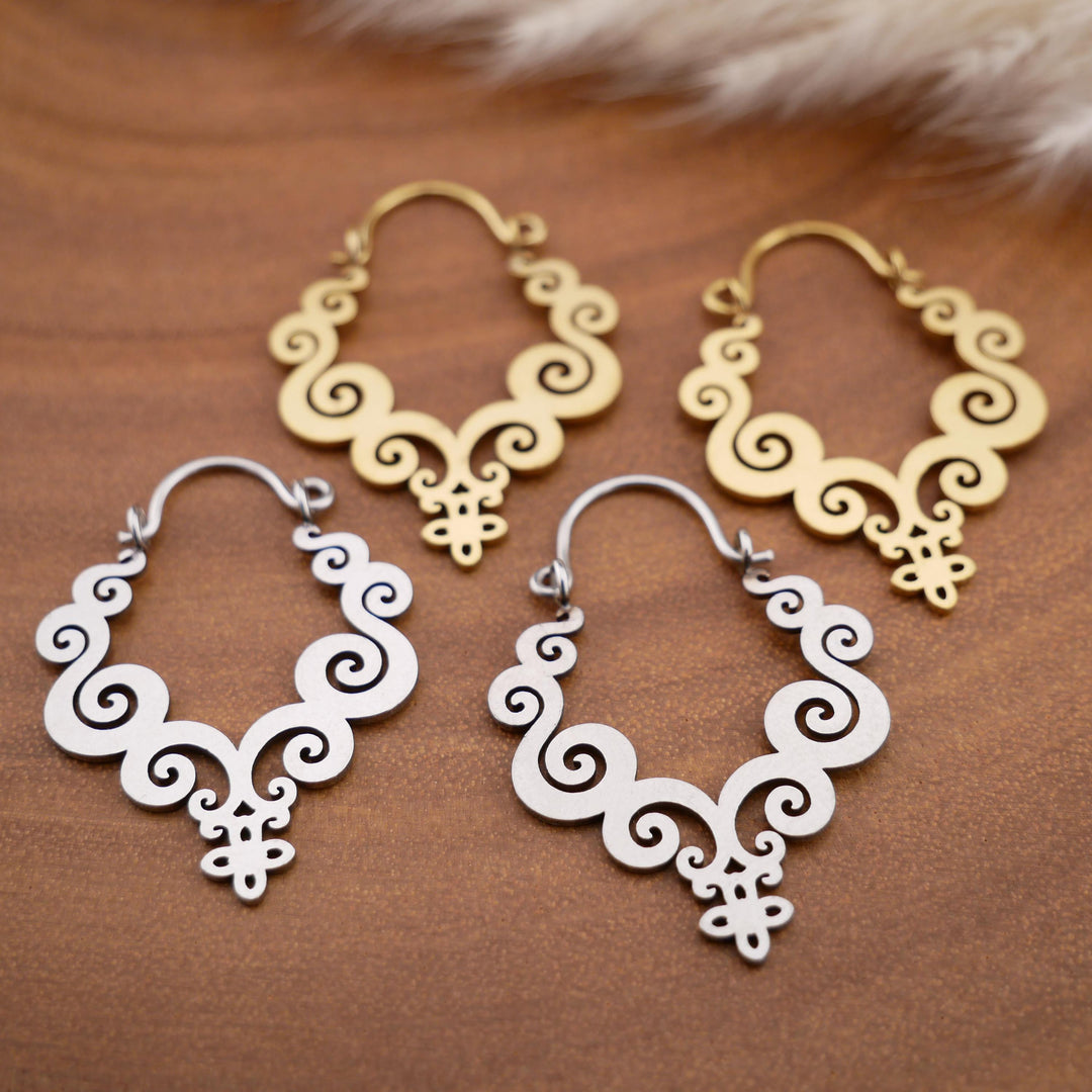 Paar Ohrringe Chirurgenstahl Gold und Silber - JJ-7