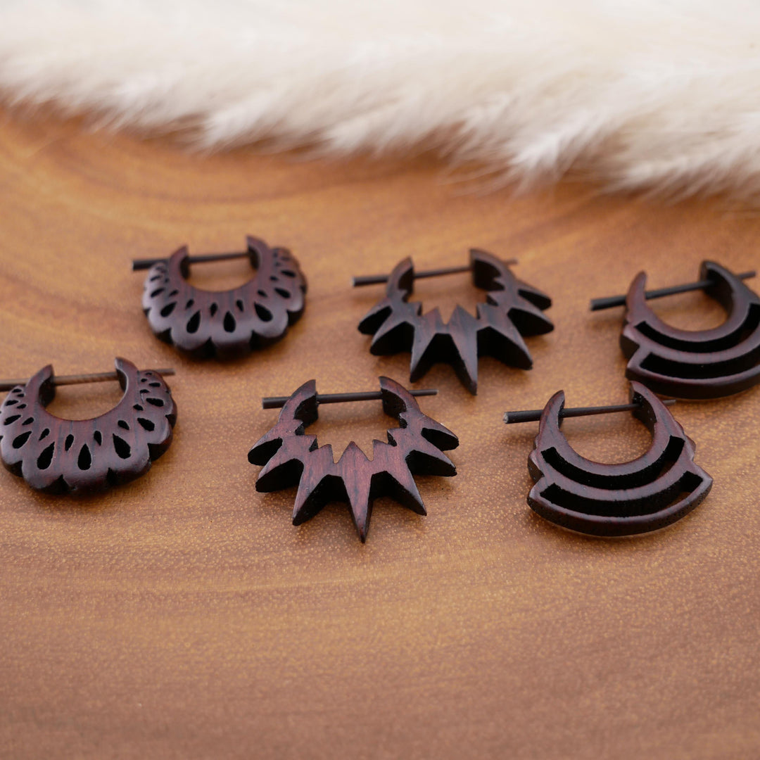 Paar Ohrringe aus Narra Wood - O5