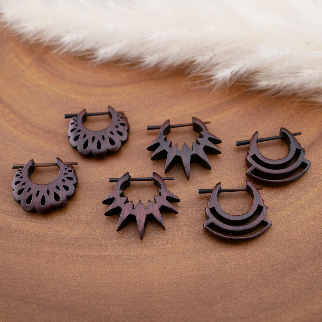 Paar Ohrringe aus Narra Wood - O5