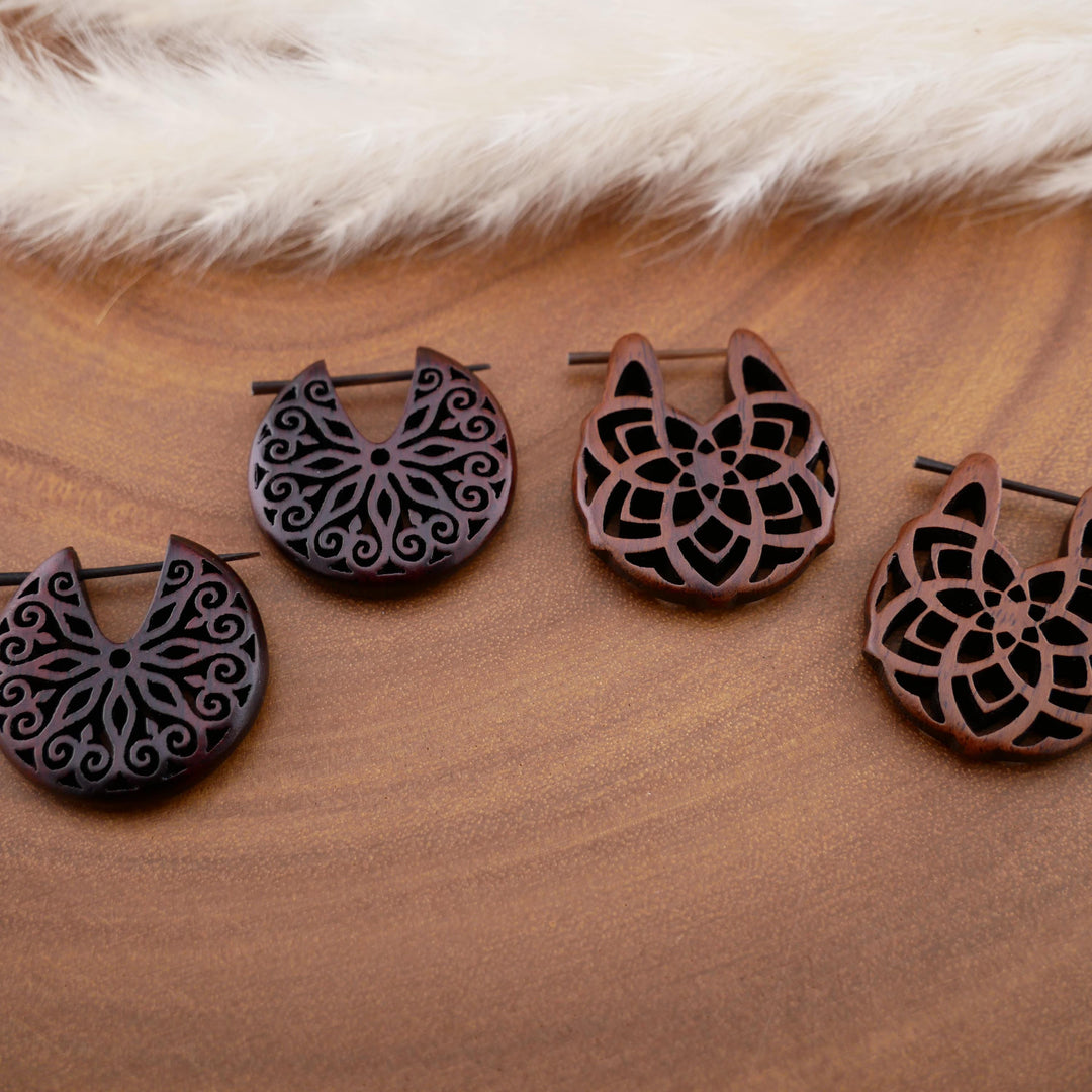 Paar Ohrringe aus Narra Wood - O5