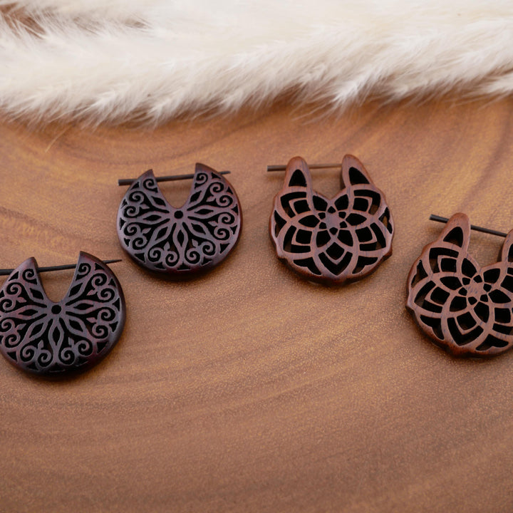 Paar Ohrringe aus Narra Wood - O5