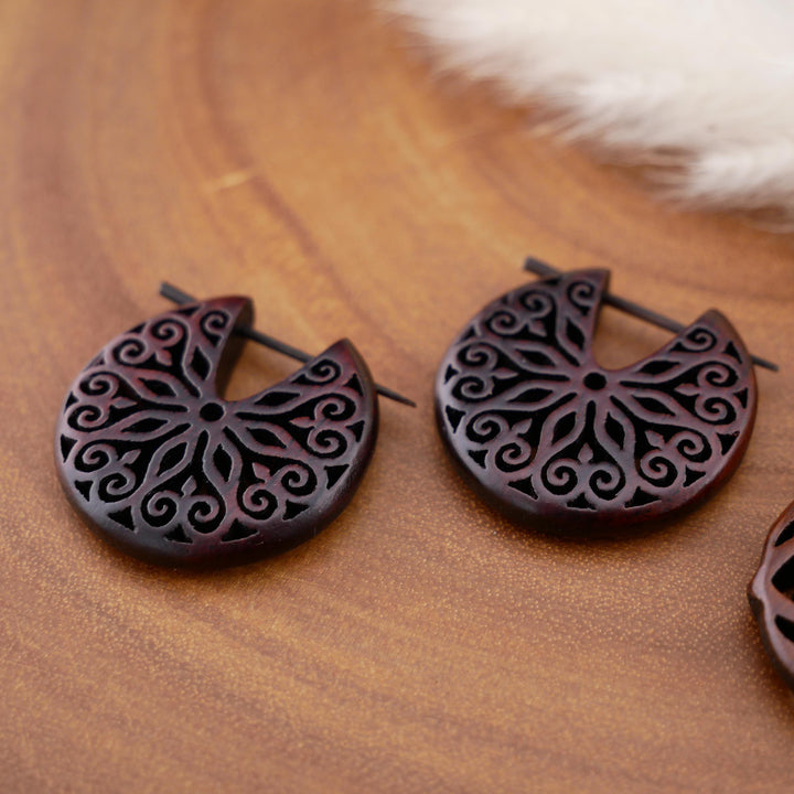 Paar Ohrringe aus Narra Wood - O5