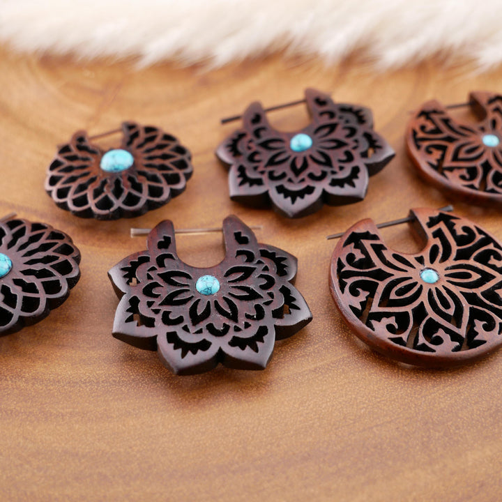 Paar Ohrringe aus Narra Wood - O6