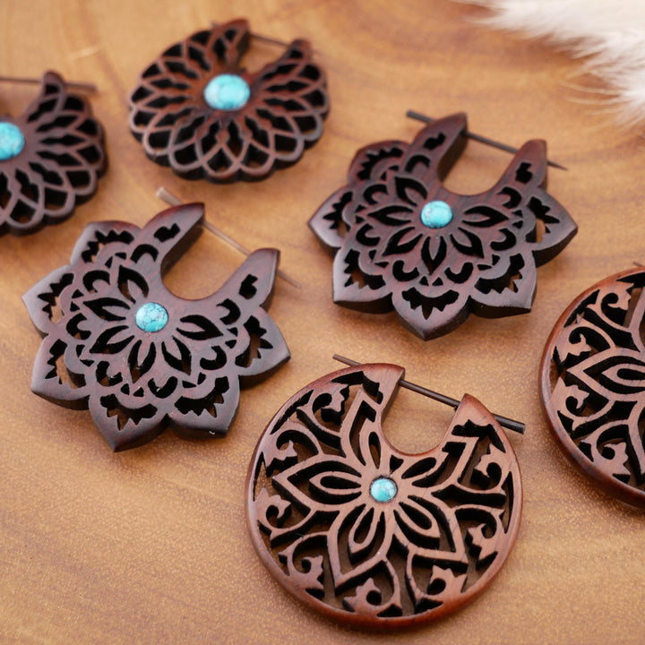 Paar Ohrringe aus Narra Wood - O6