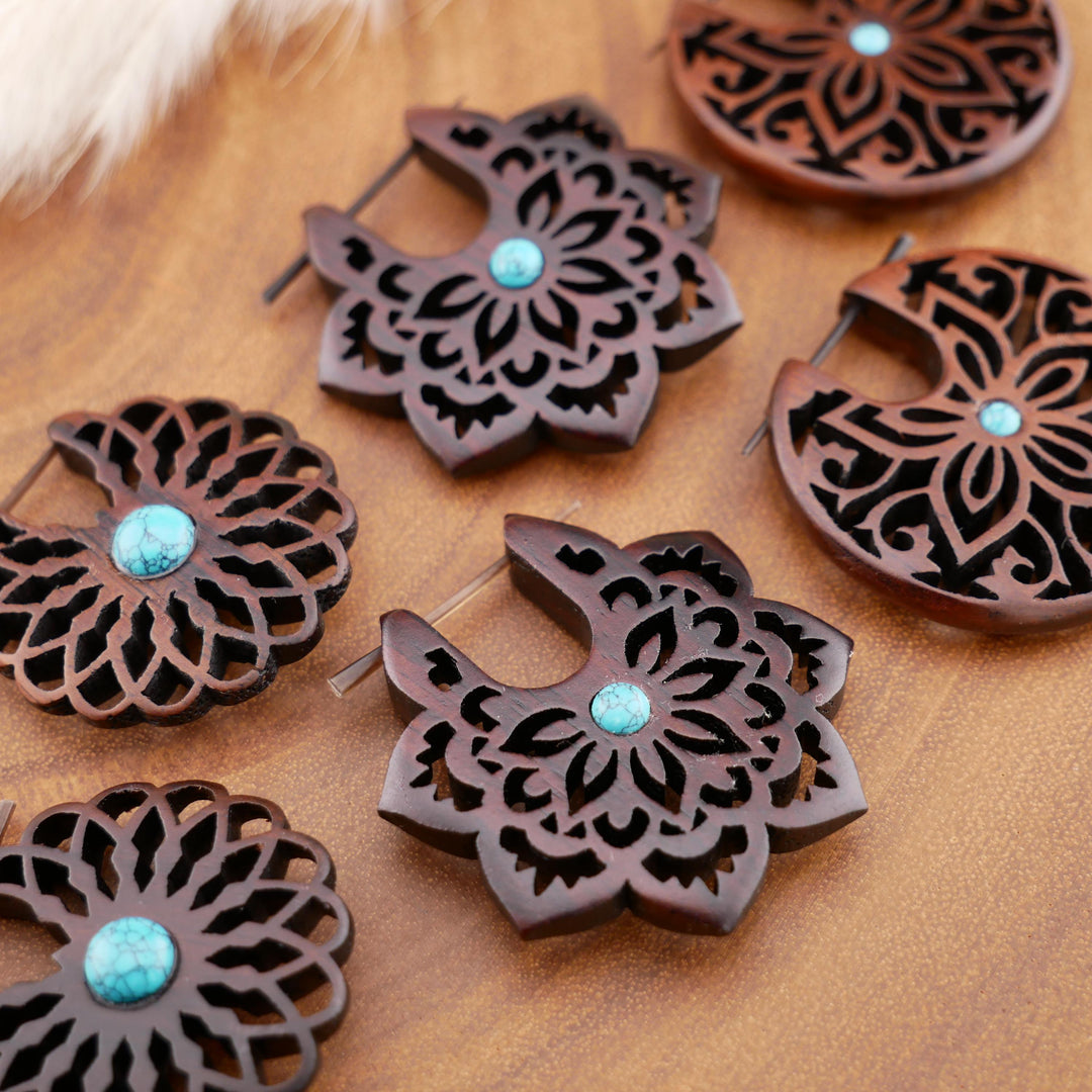 Paar Ohrringe aus Narra Wood - O6