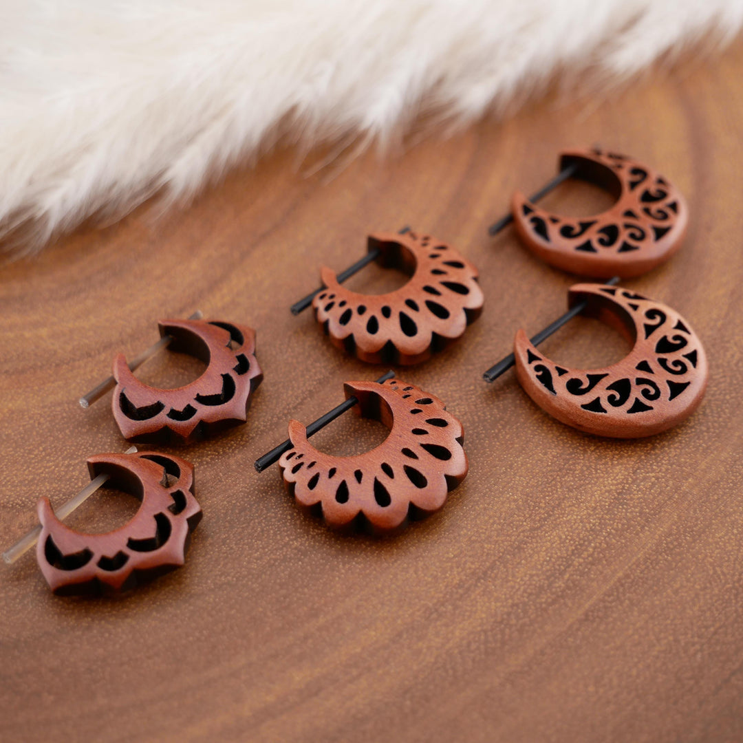 Paar Ohrringe aus Sawo Wood - O3