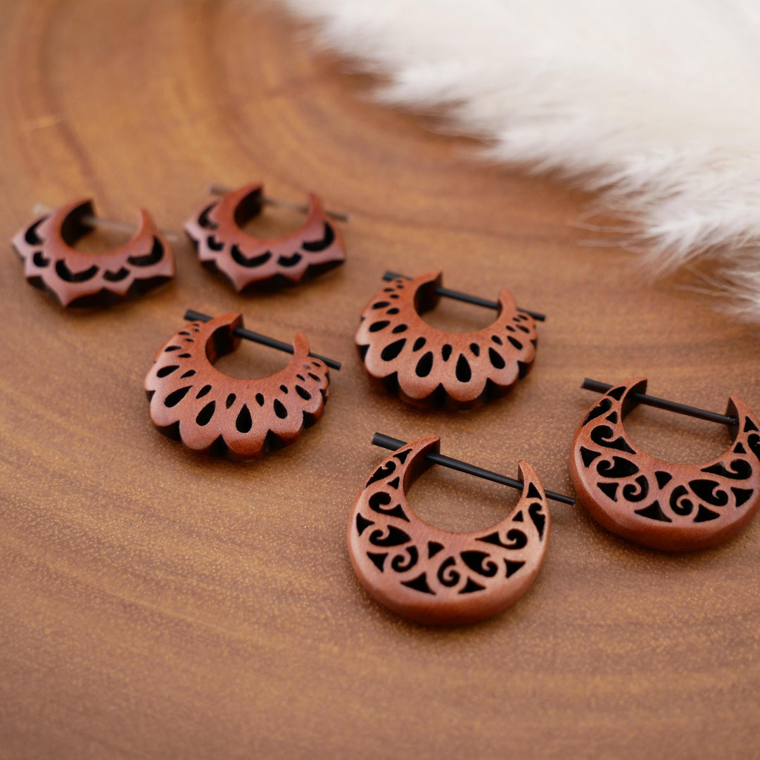 Paar Ohrringe aus Sawo Wood - O3