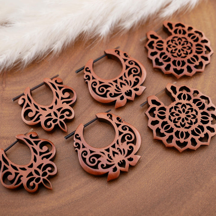 Paar Ohrringe aus Sawo Wood - O3