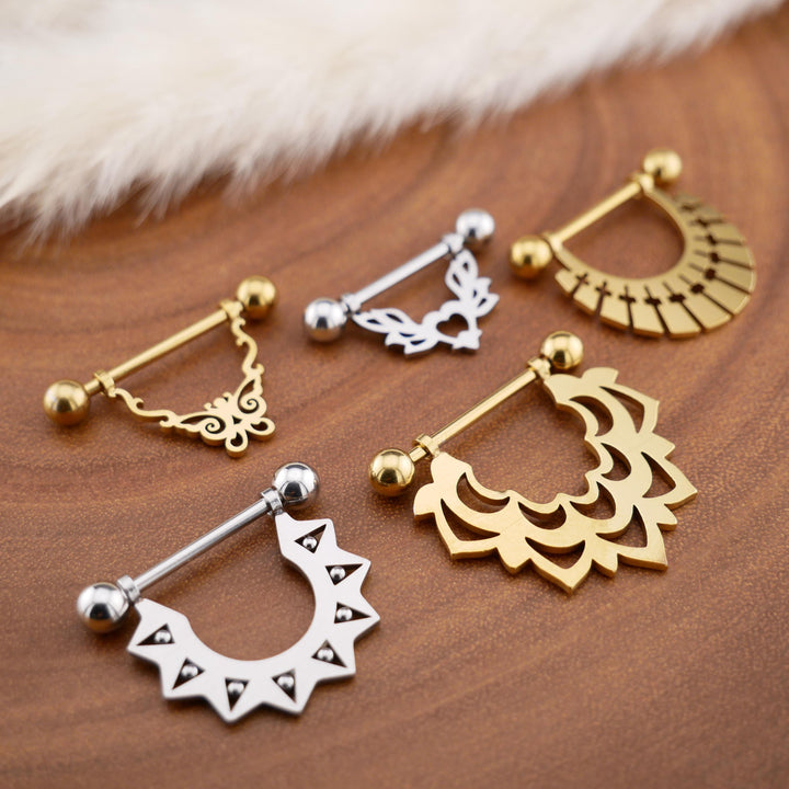 1x Nippelpiercing Gold und Silber - 1S/03