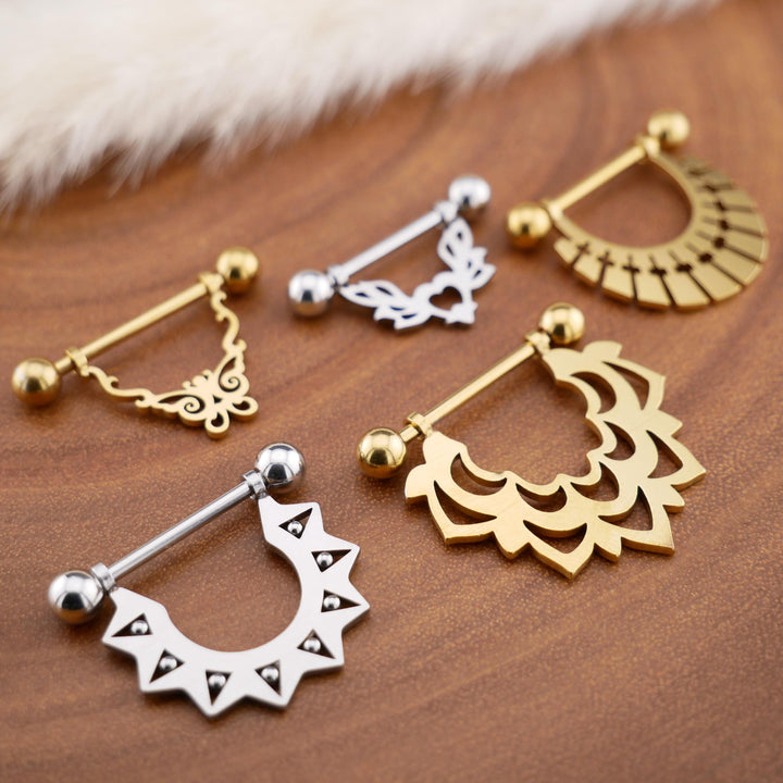 1x Nippelpiercing Gold und Silber - 1S/03