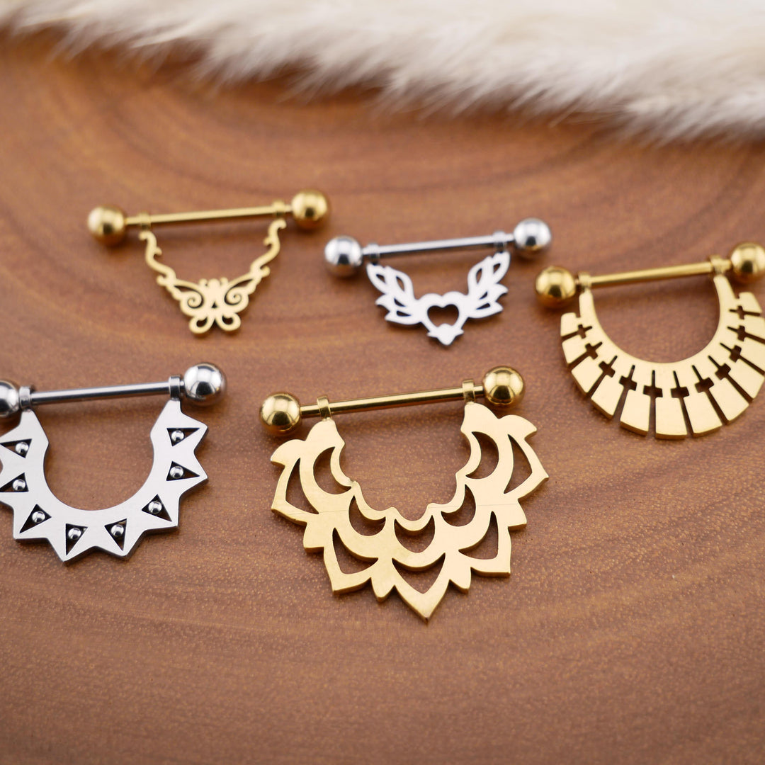 1x Nippelpiercing Gold und Silber - 1S/03