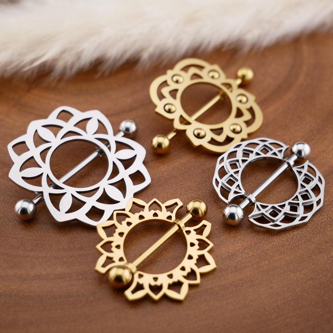 1x Nippelpiercing Gold und Silber - 1S/04