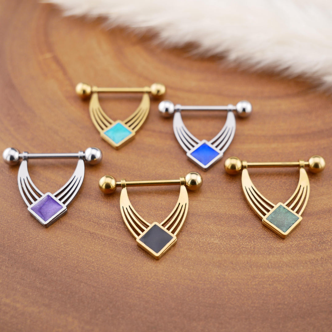 1x Nippelpiercing Gold und Silber mit Epoxy - 1S/01