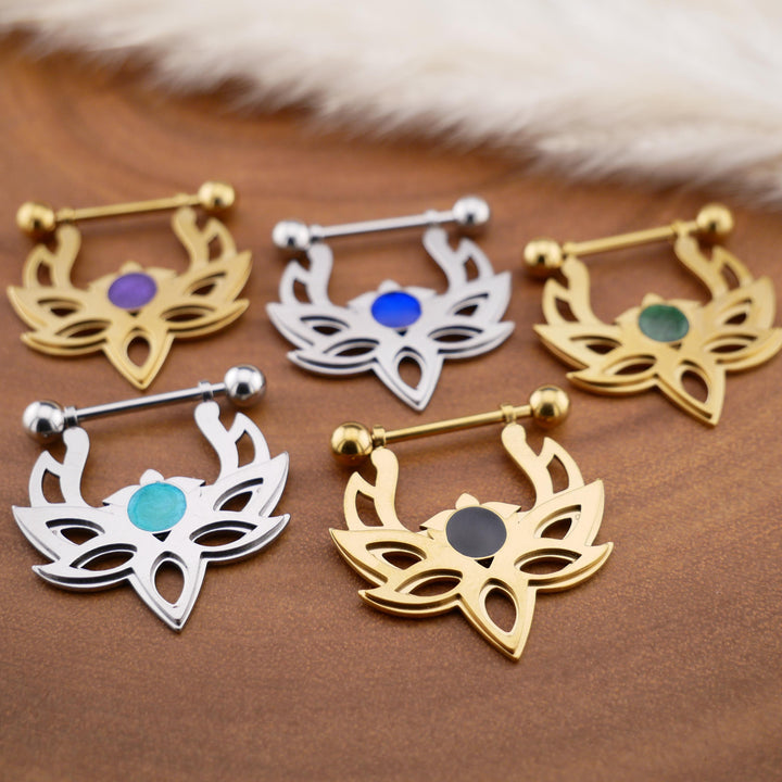 1x Nippelpiercing Gold und Silber mit Epoxy - 1S/02